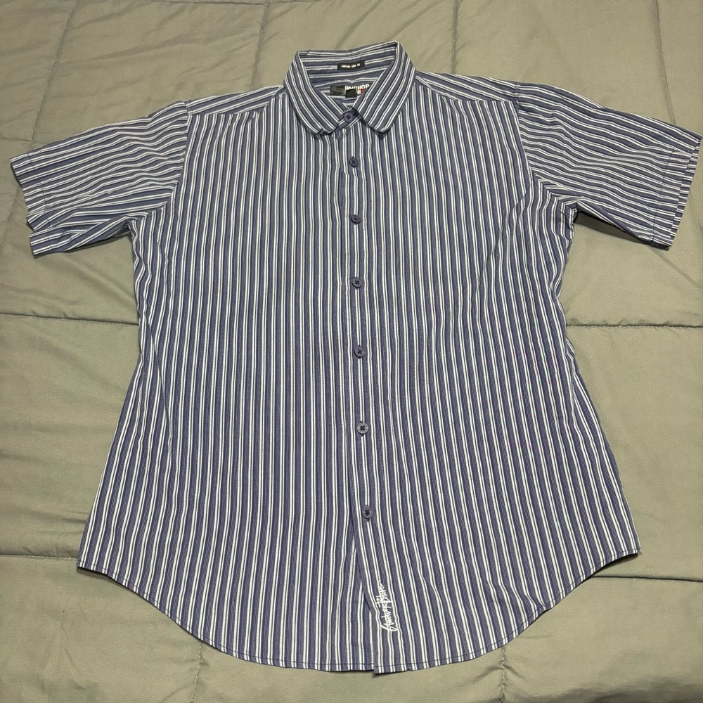 Vintage Anchor Blue men’s stripped‎ sz Large button up Y2K 2000s